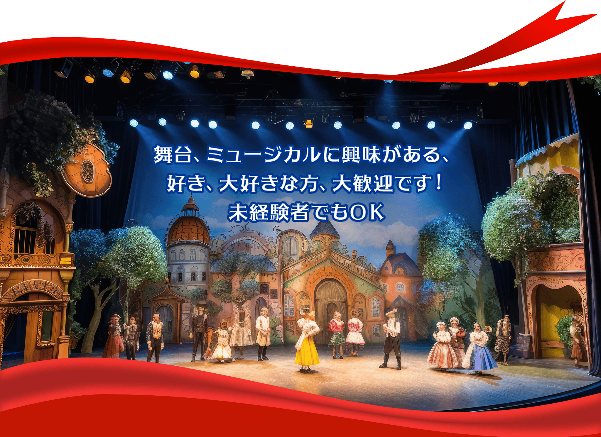 舞台、ミュージカルに興味がある、好き、大好きな方、大歓迎です！未経験者でもＯＫ